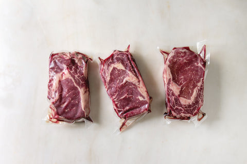 Boeuf surgelé et emballé sous-vide