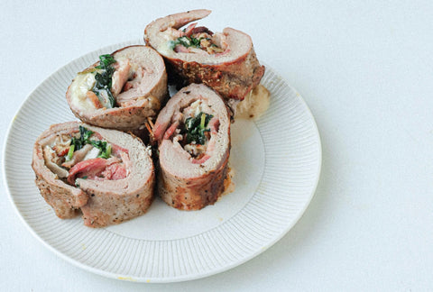 Porc farcie au bacon, brie, basilic et pacanes