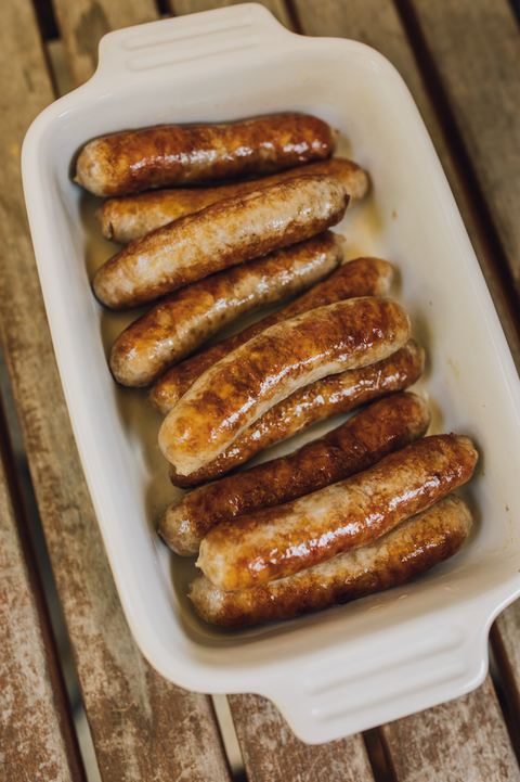 Saucisses bacon et cheddar en grain