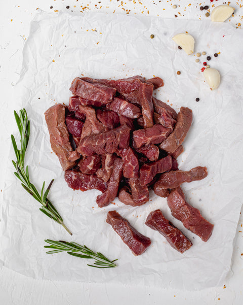 Lanières de boeuf nourri à l'herbe